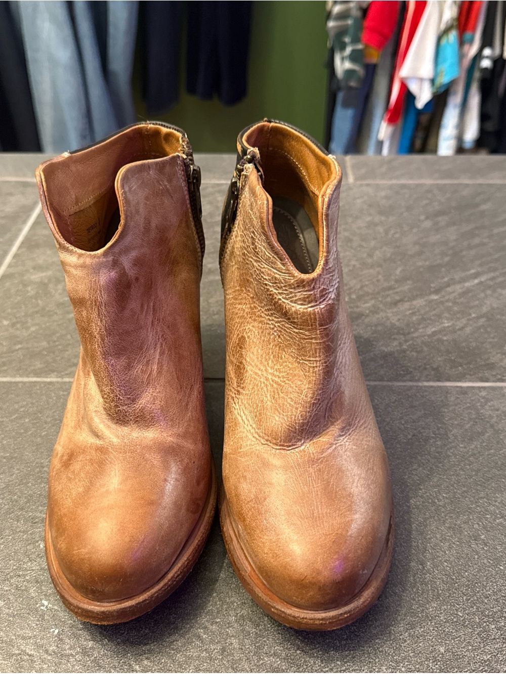 Freebird Two-Tone Tan and Black Leather Ankle Booties - Picture 2 of 6